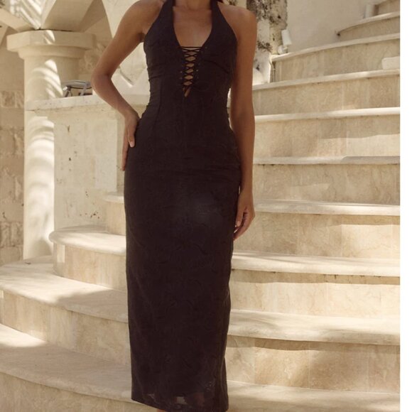 Runaway The Label FRANNIE CORSET LACE  MIDI DRESS BLACK SIze XS NWT - Picture 4 of 11